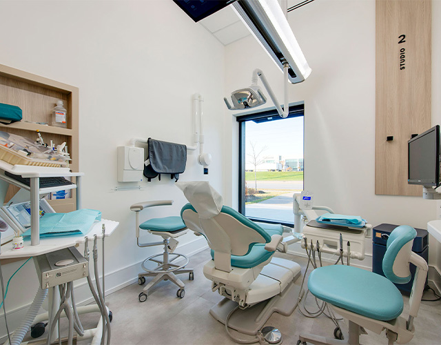 Light greenish blue dental chair