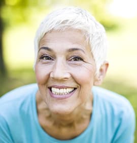 An older woman smiling