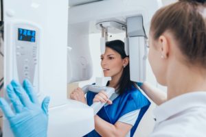 patient getting xray on teeth