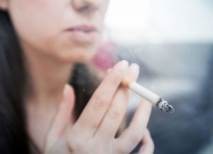 Girl smoking cigarette